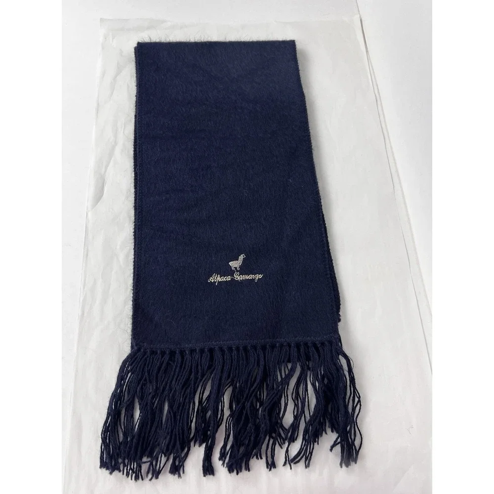 Alpaca‎ Camargo Navy Blue Scarf Authentic Genuine Alpaca Made In Peru